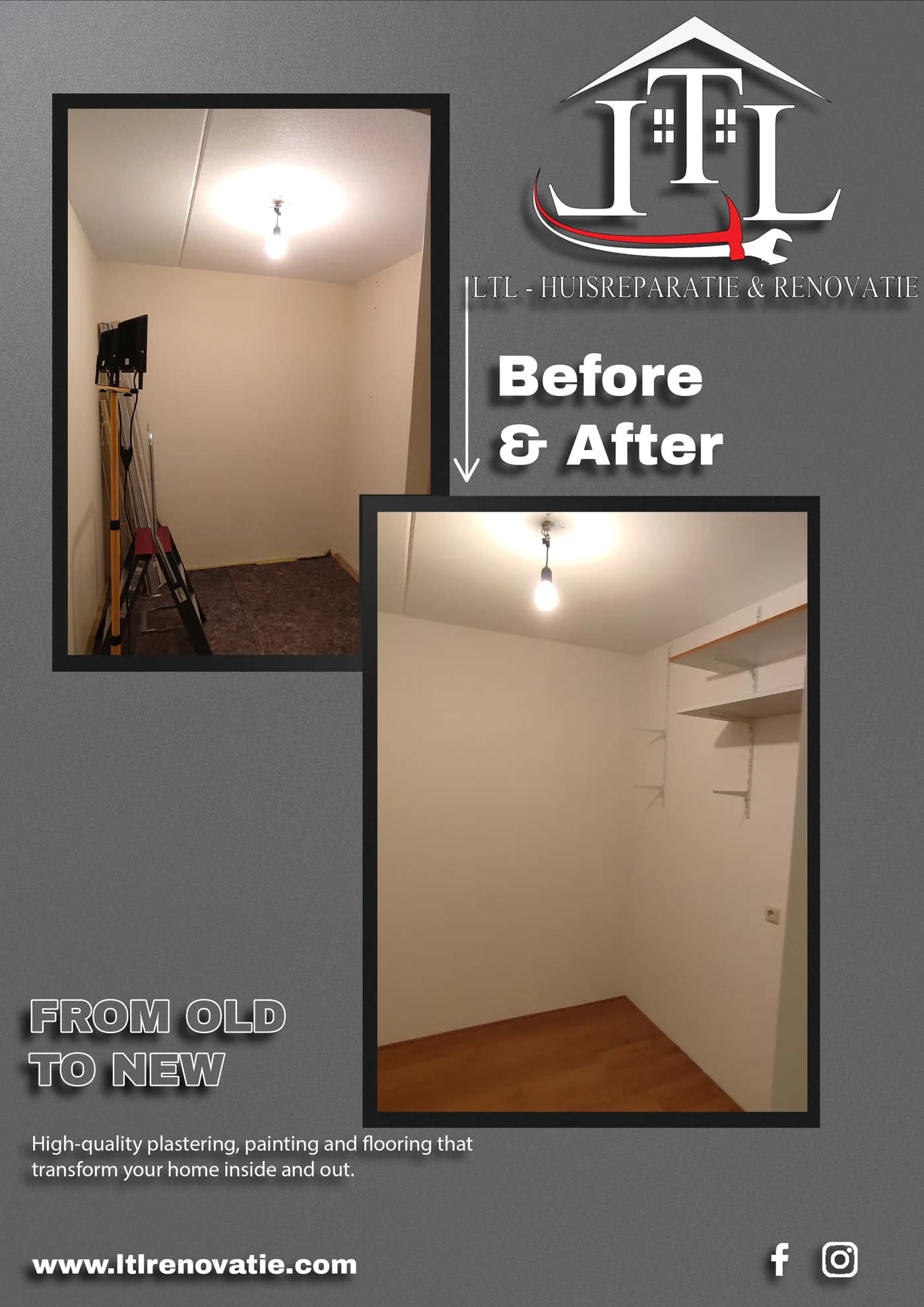 Voor en na 5 van 13, Complete wandvernieuwing in Utrecht door LTL Huisreparatie & Renovatie