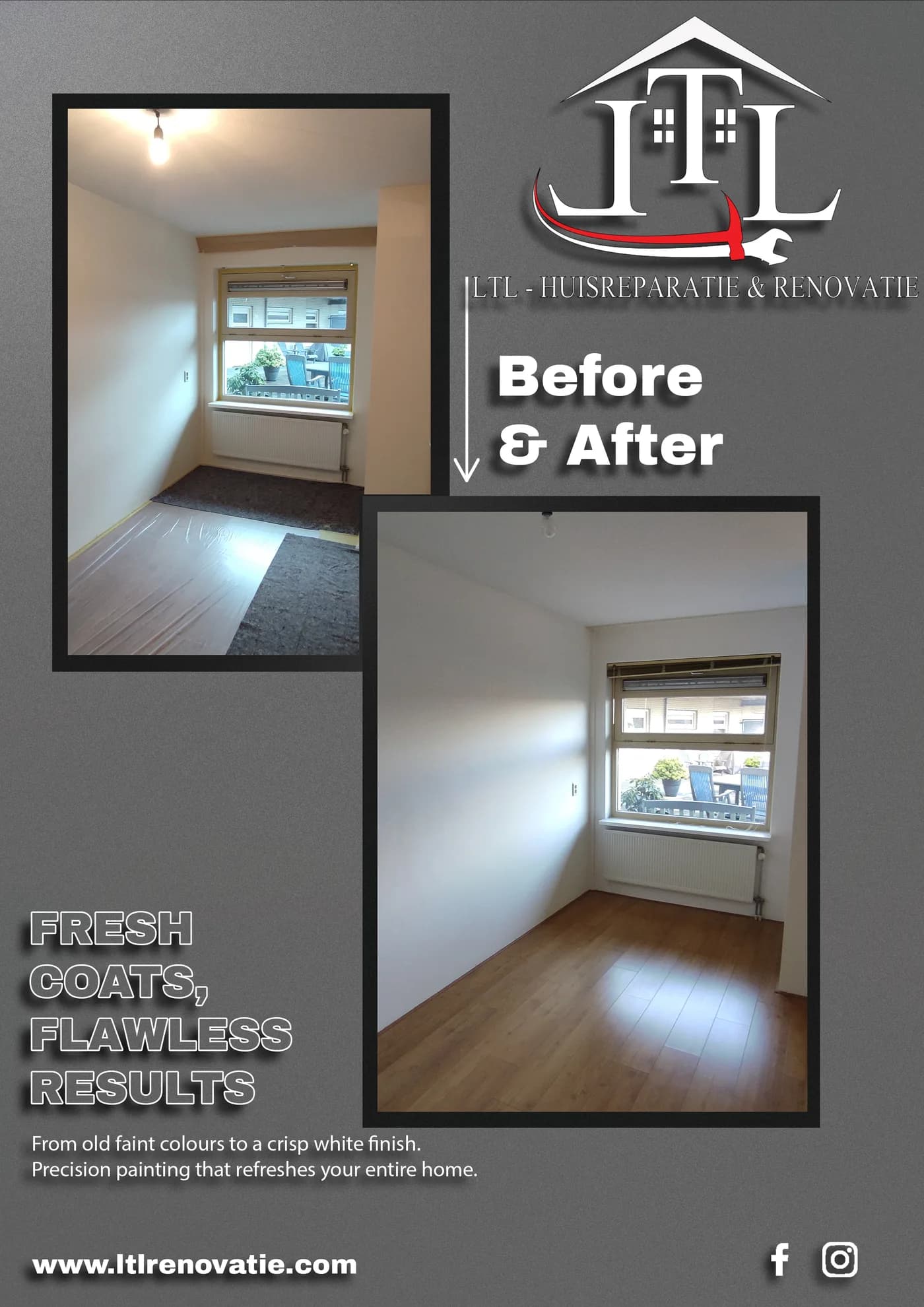 Voor en na 10 van 13, Complete wandvernieuwing in Utrecht door LTL Huisreparatie & Renovatie