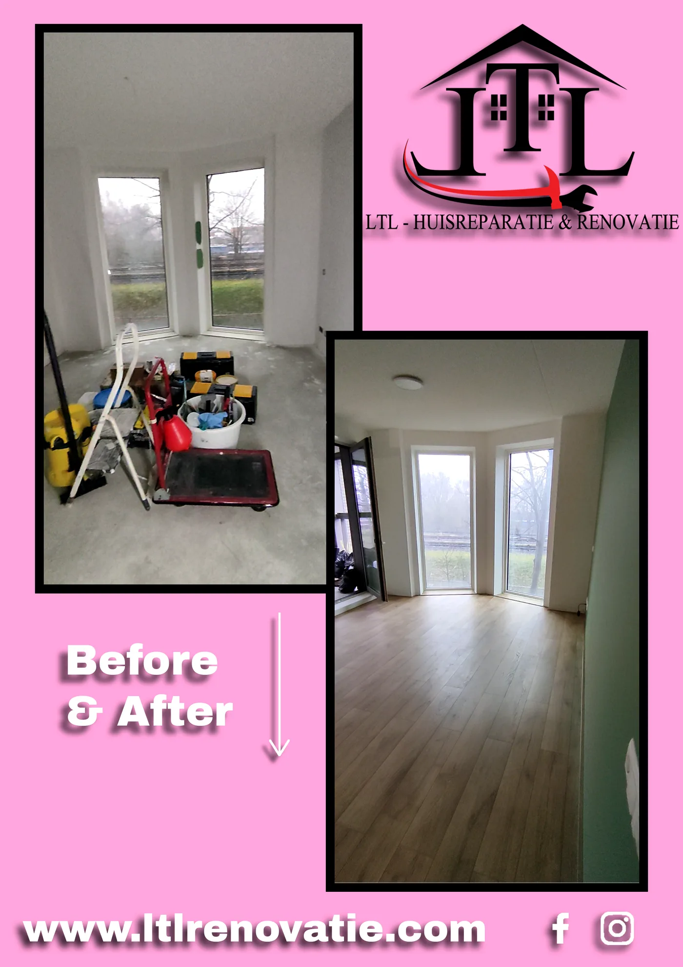 Voor en na 6 van 9, Complete interieurafwerking appartement in Amsterdam door LTL Huisreparatie & Renovatie
