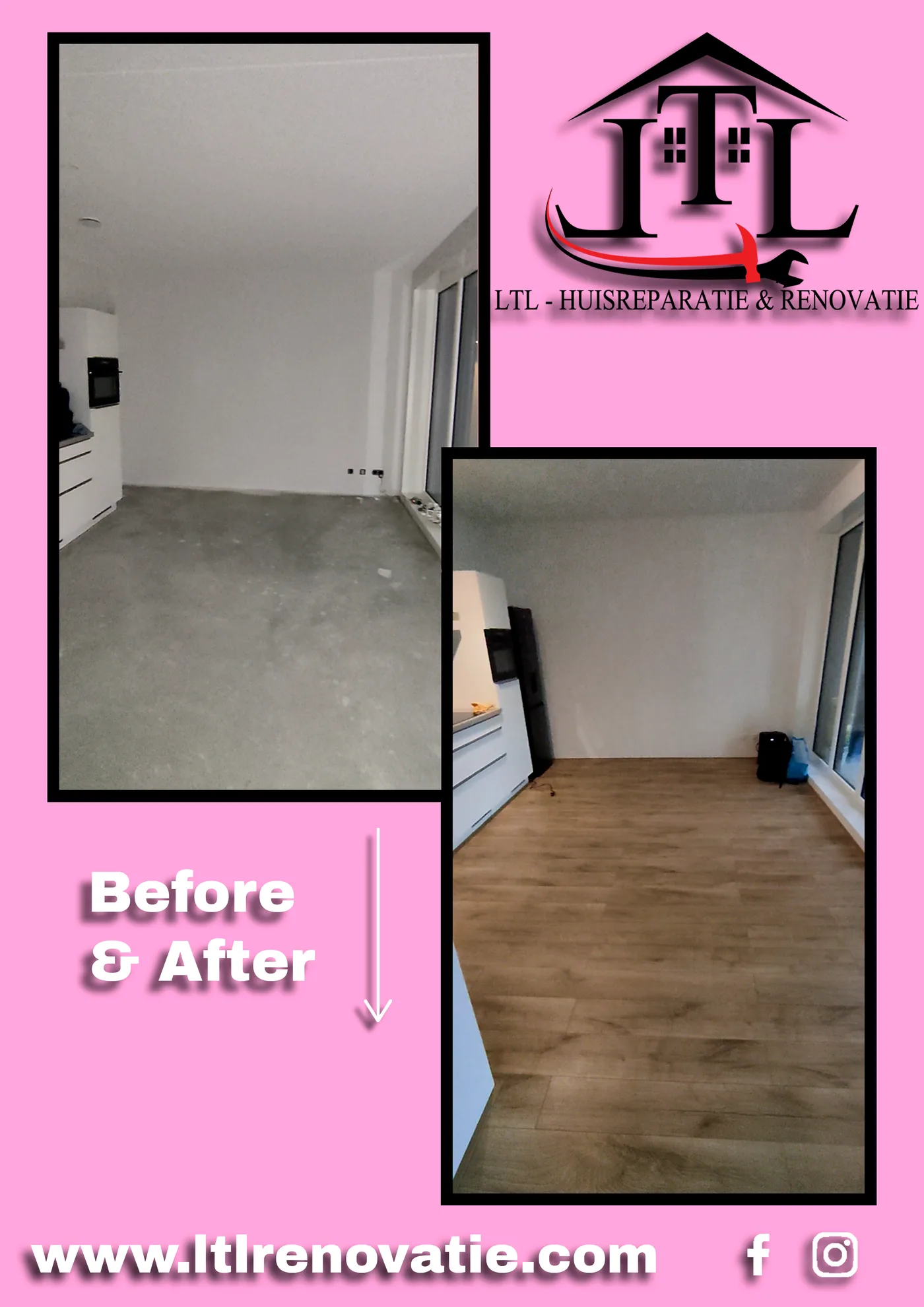 Voor en na 7 van 9, Complete interieurafwerking appartement in Amsterdam door LTL Huisreparatie & Renovatie