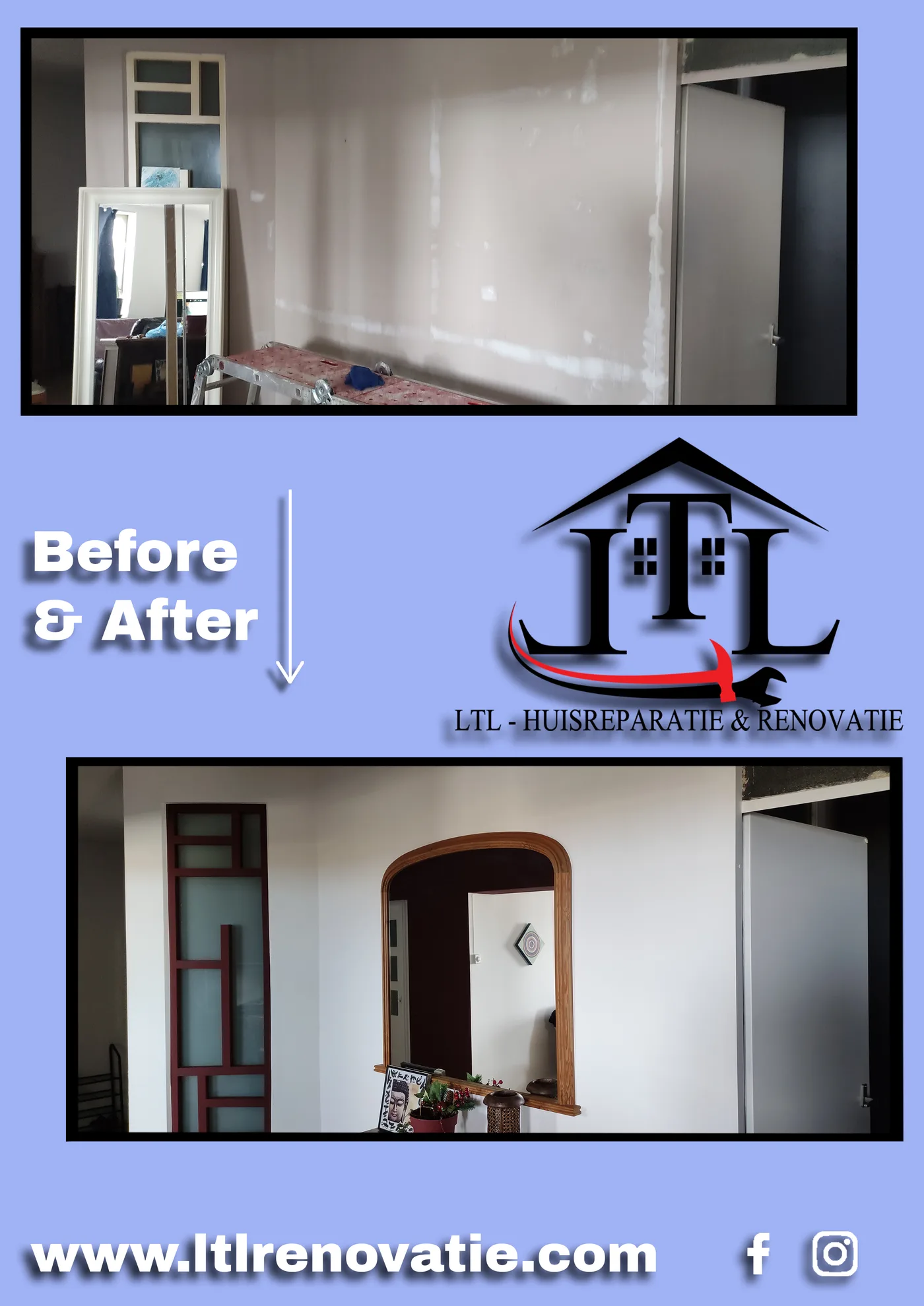 Voor en na 4 van 14, Complete interieurrenovatie in Amsterdam door LTL Huisreparatie & Renovatie