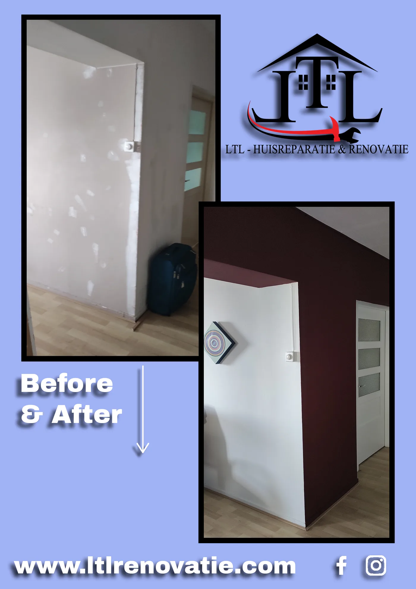 Voor en na 8 van 14, Complete interieurrenovatie in Amsterdam door LTL Huisreparatie & Renovatie
