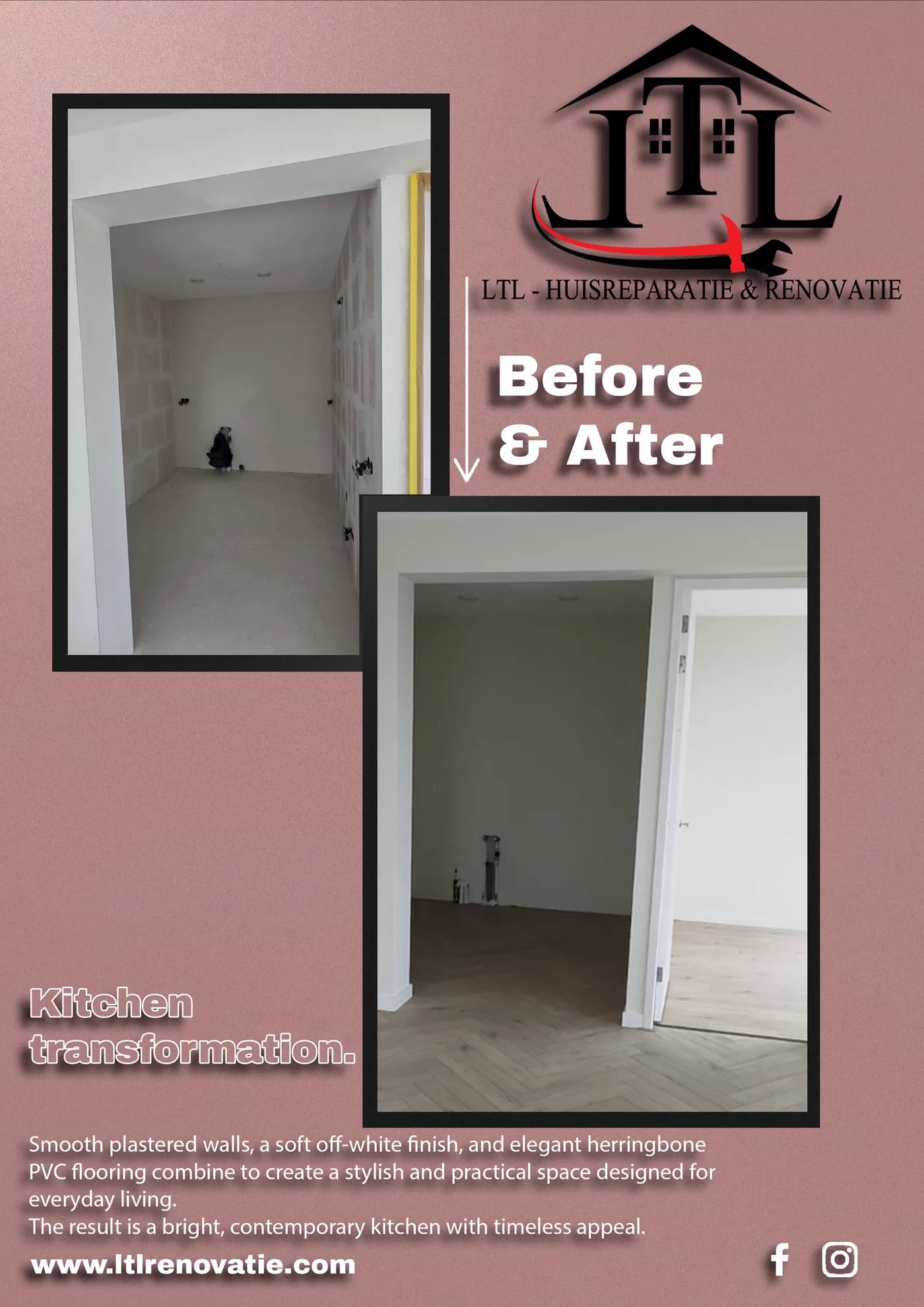 Voor en na 6 van 7, Interieurrenovatie en PVC-vloeren in Den Haag door LTL Huisreparatie & Renovatie
