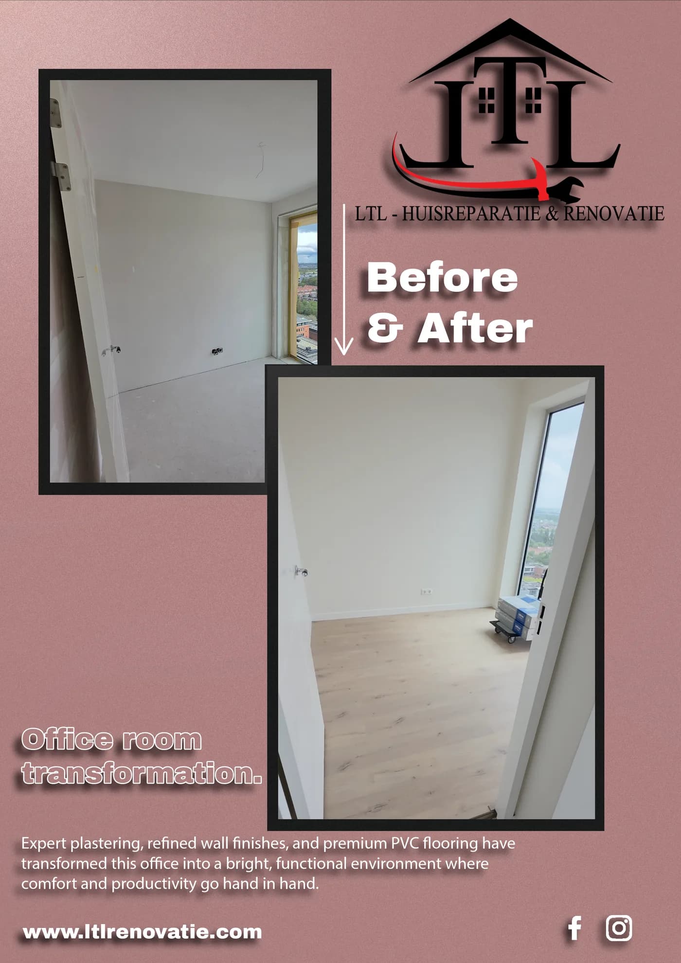 Voor en na 7 van 7, Interieurrenovatie en PVC-vloeren in Den Haag door LTL Huisreparatie & Renovatie