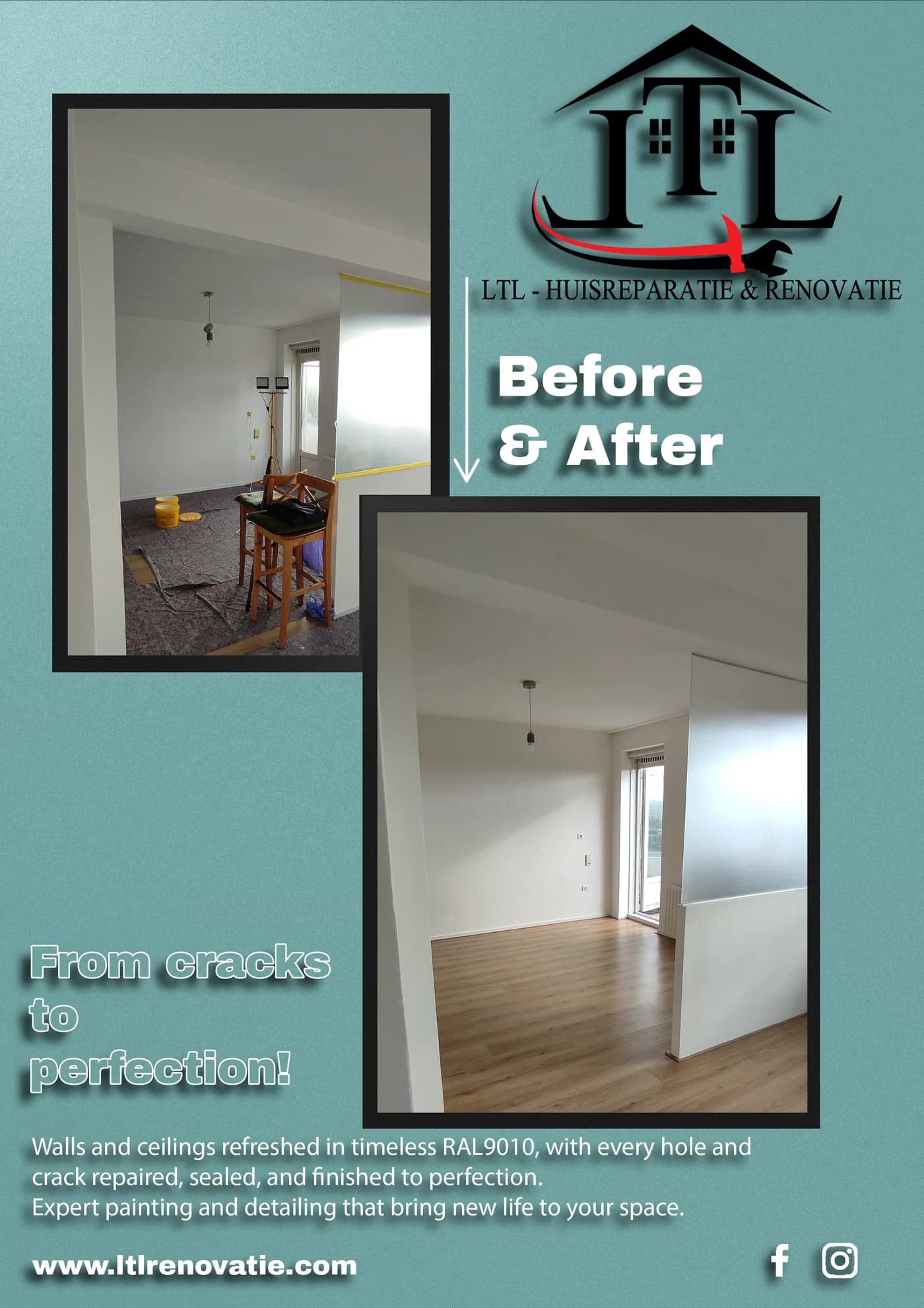 Voor en na 1 van 7, Interieurverfrissing en tegelverf badkamer in Amsterdam door LTL Huisreparatie & Renovatie