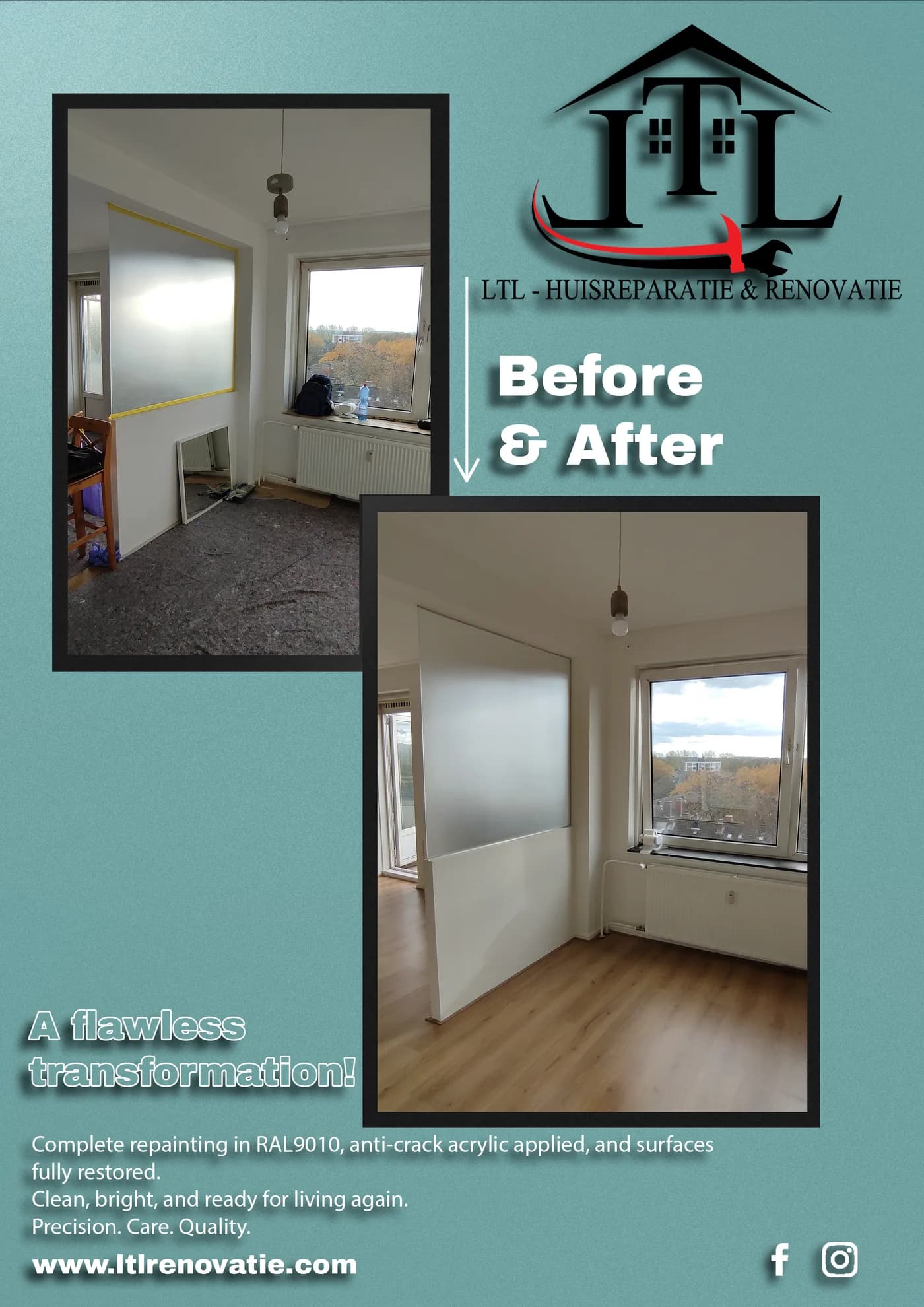 Voor en na 2 van 7, Interieurverfrissing en tegelverf badkamer in Amsterdam door LTL Huisreparatie & Renovatie