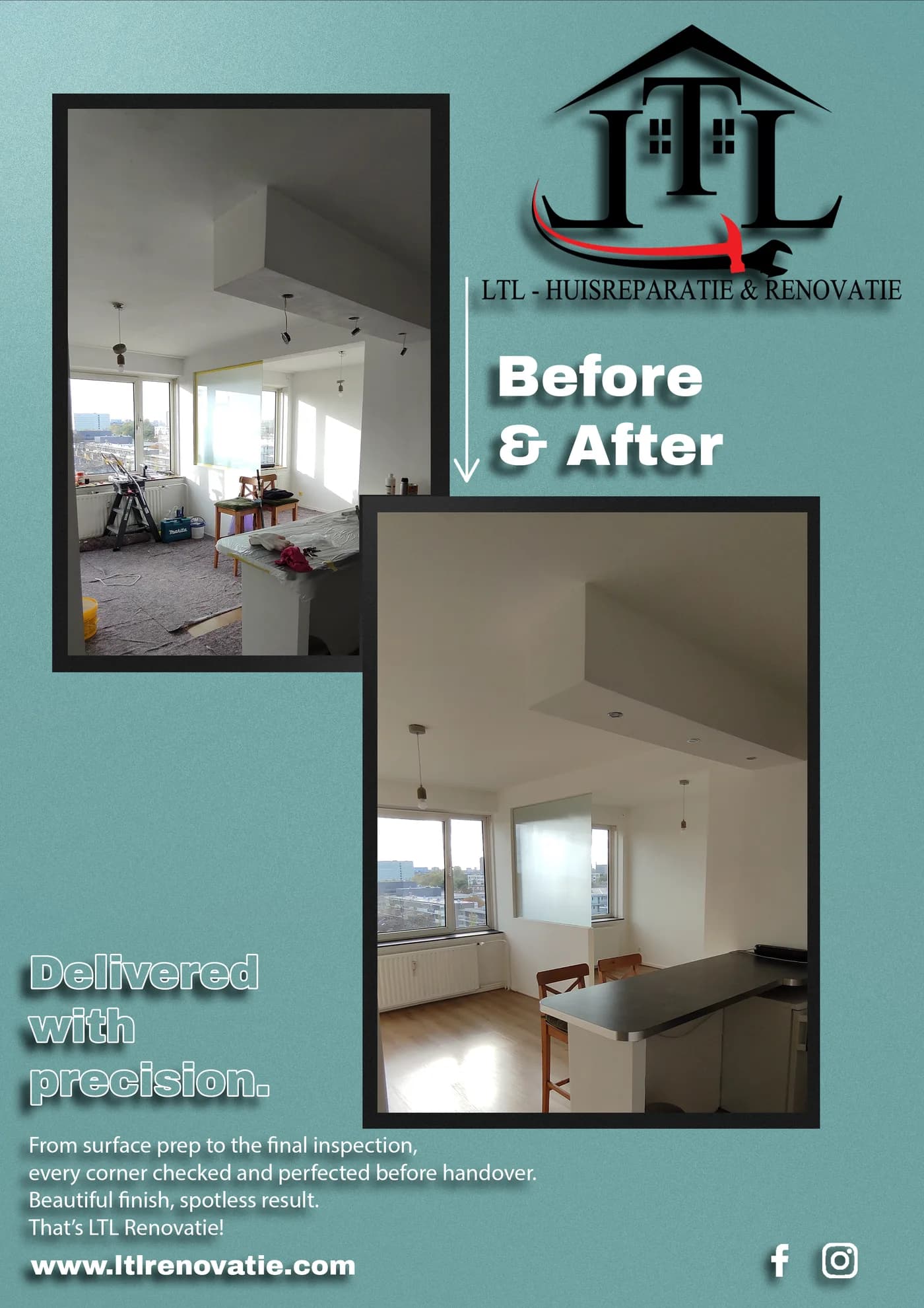 Voor en na 5 van 7, Interieurverfrissing en tegelverf badkamer in Amsterdam door LTL Huisreparatie & Renovatie