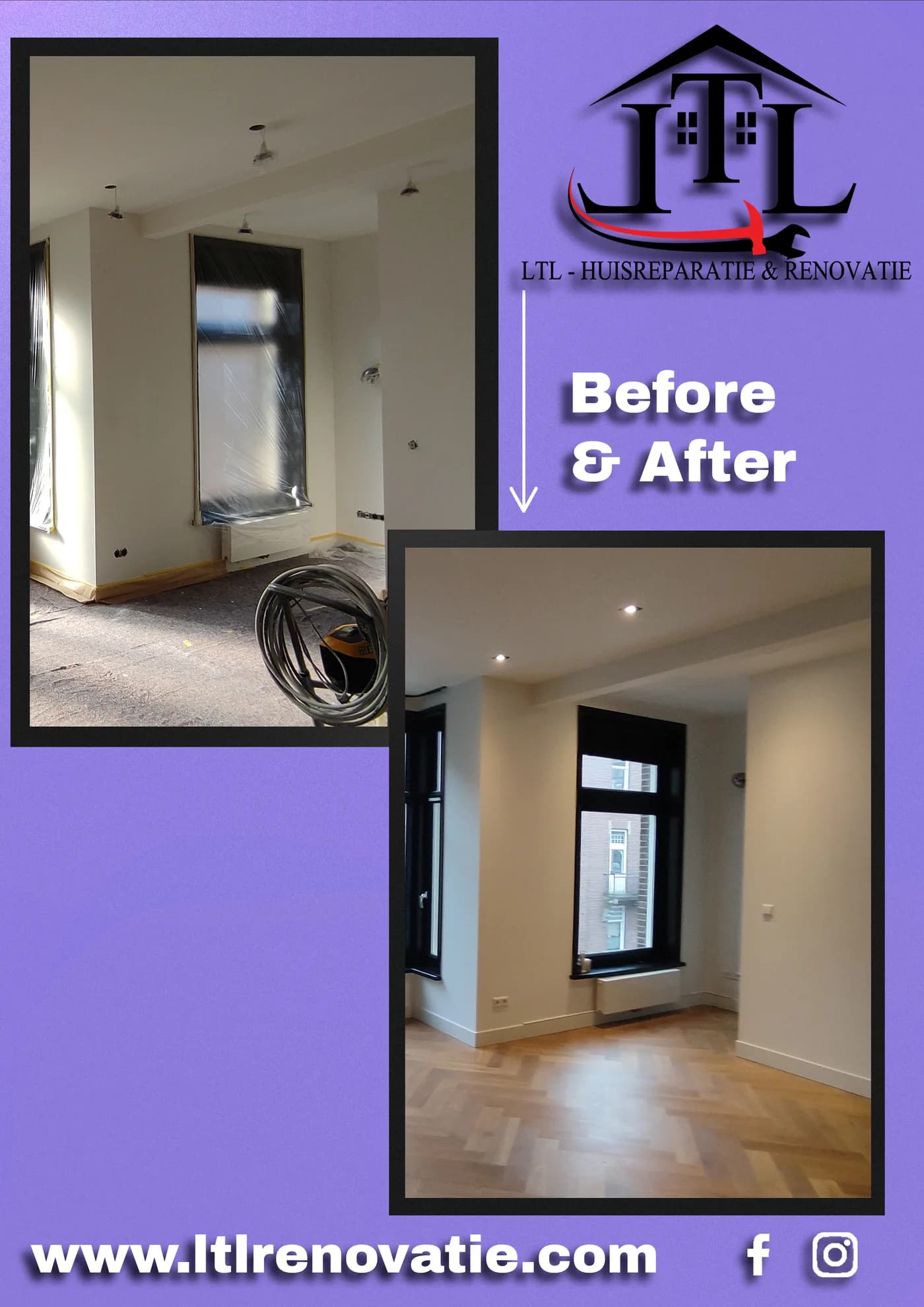 Voor en na 4 van 6, Interieurverfrissing en houten vloer restauratie in Amsterdam door LTL Huisreparatie & Renovatie