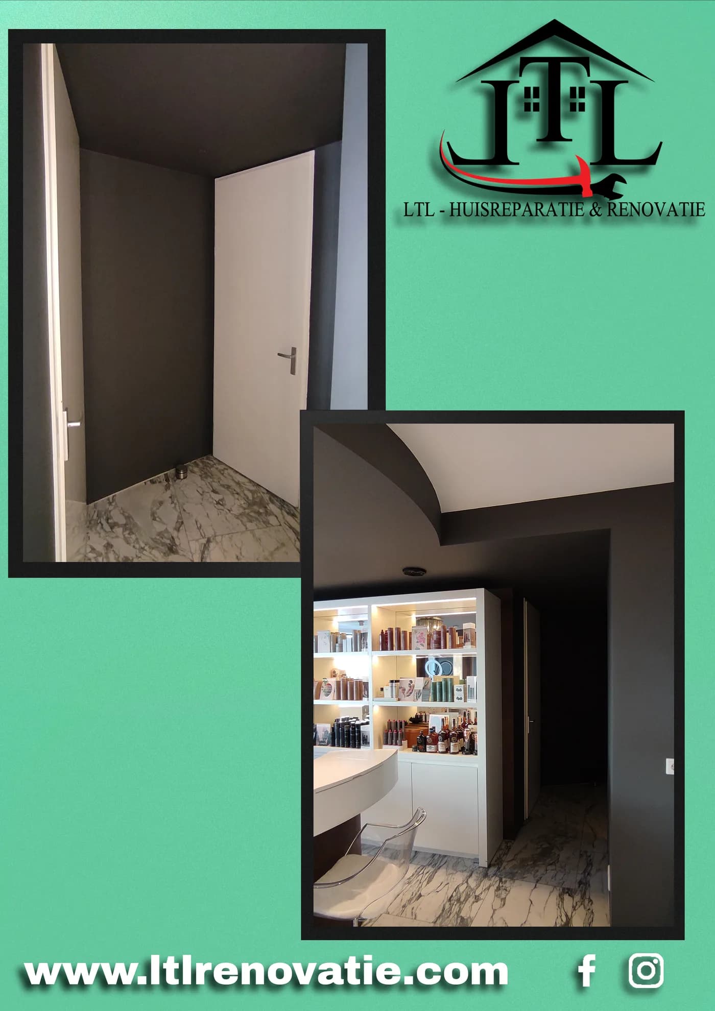 Voor en na 5 van 6, Salonrenovatie en interieurschilderwerk in Zandvoort door LTL Huisreparatie & Renovatie