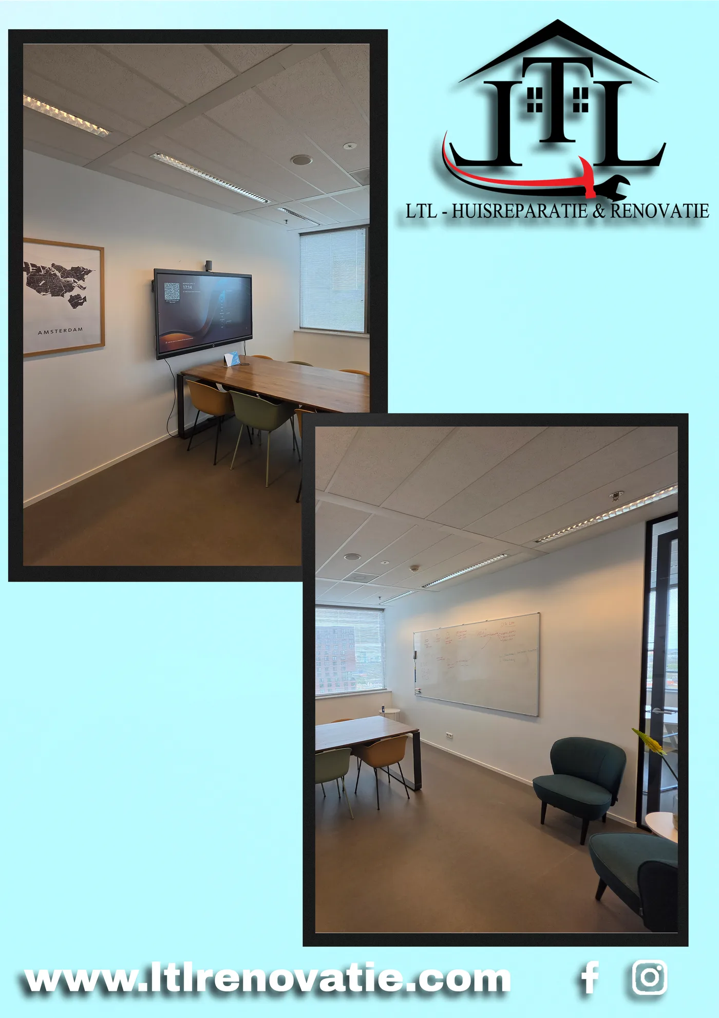 Voor en na 9 van 17, Kantoor wandherstel en schilderwerk in Utrecht door LTL Huisreparatie & Renovatie