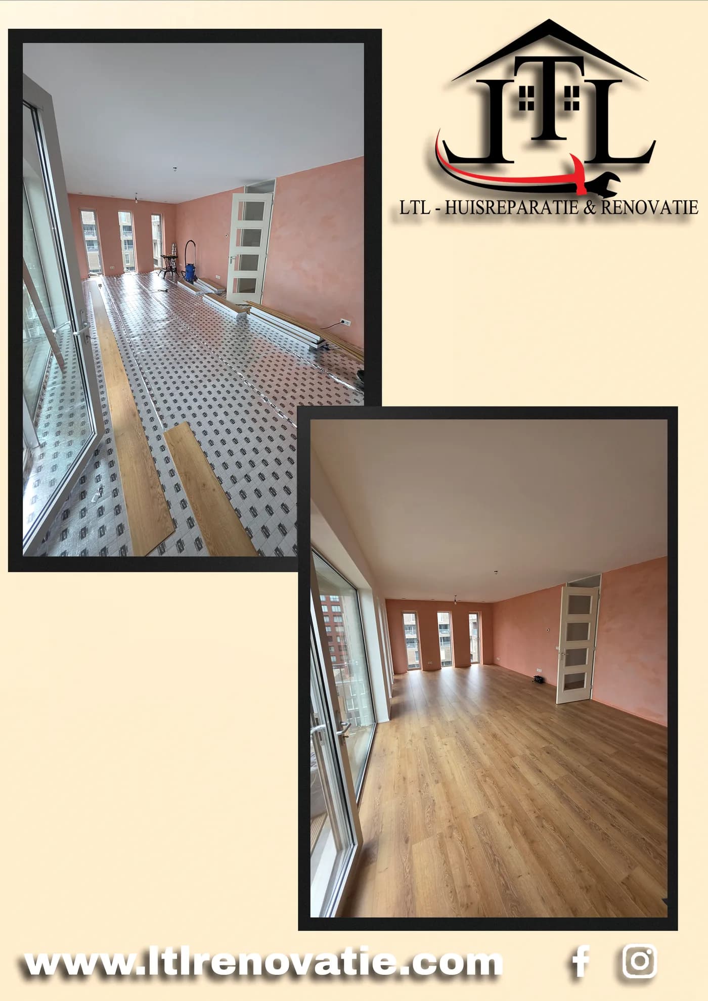 Voor en na 1 van 8, Complete vloerenrenovatie appartement in Amsterdam door LTL Huisreparatie & Renovatie