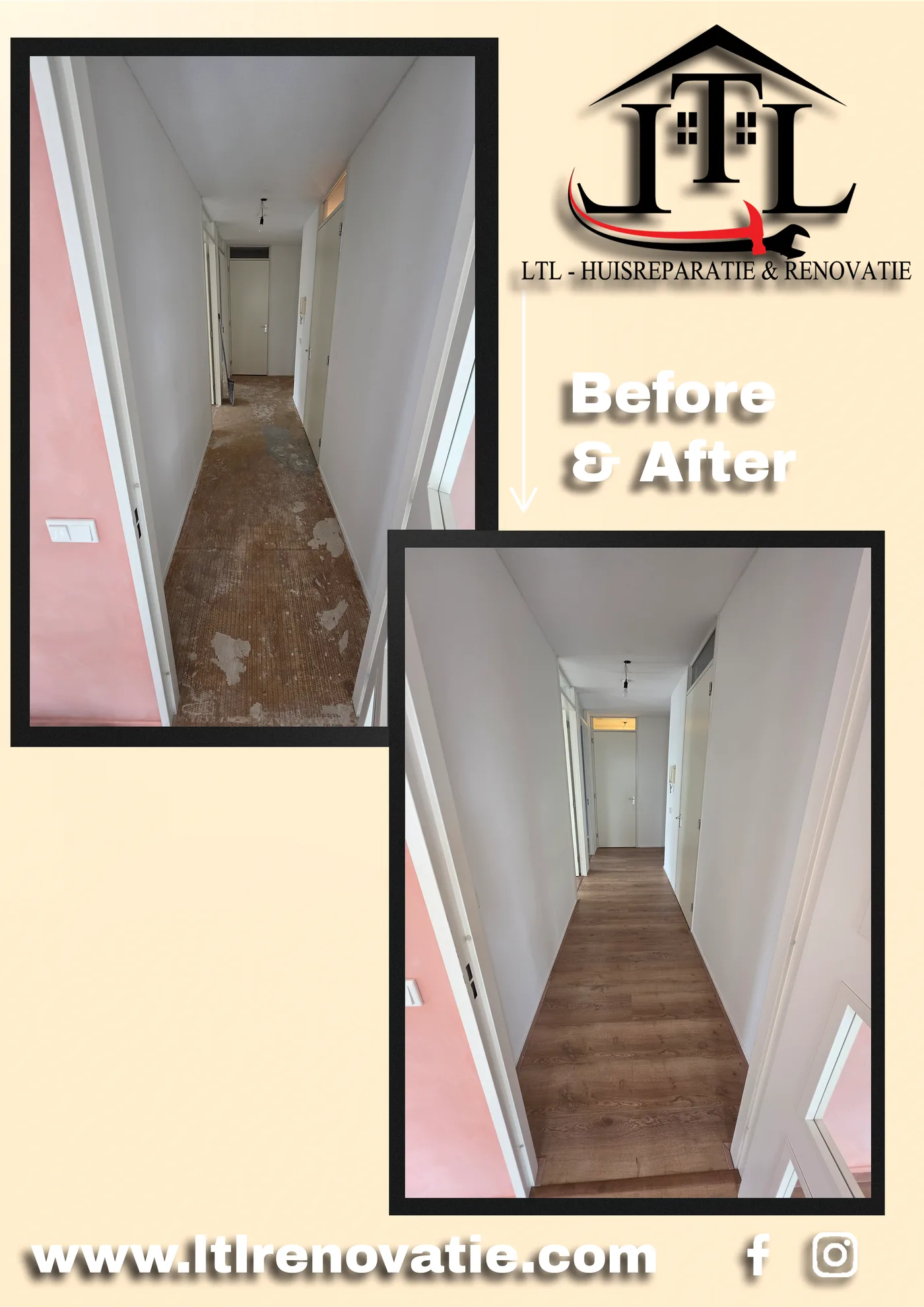 Voor en na 6 van 8, Complete vloerenrenovatie appartement in Amsterdam door LTL Huisreparatie & Renovatie