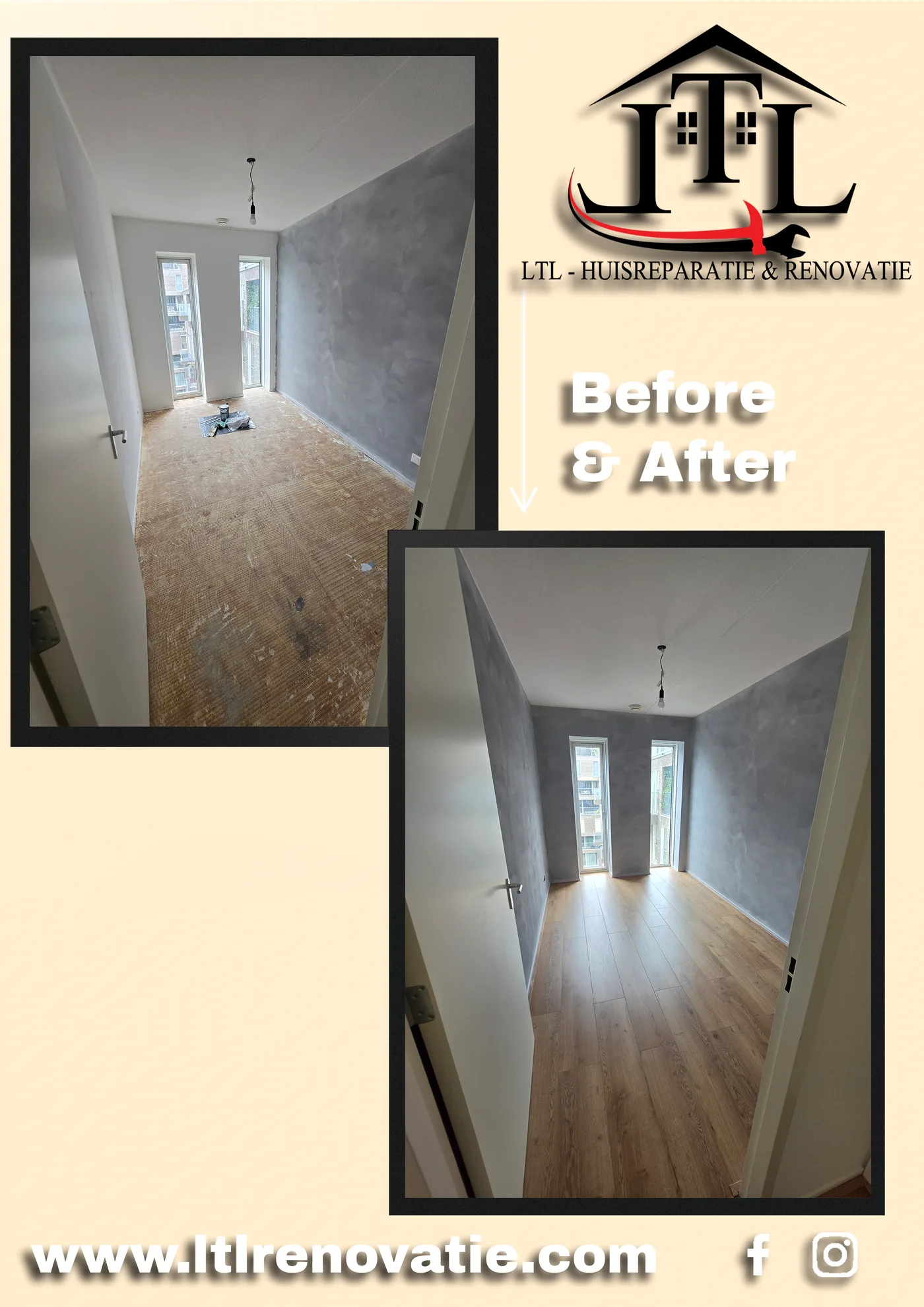 Voor en na 8 van 8, Complete vloerenrenovatie appartement in Amsterdam door LTL Huisreparatie & Renovatie
