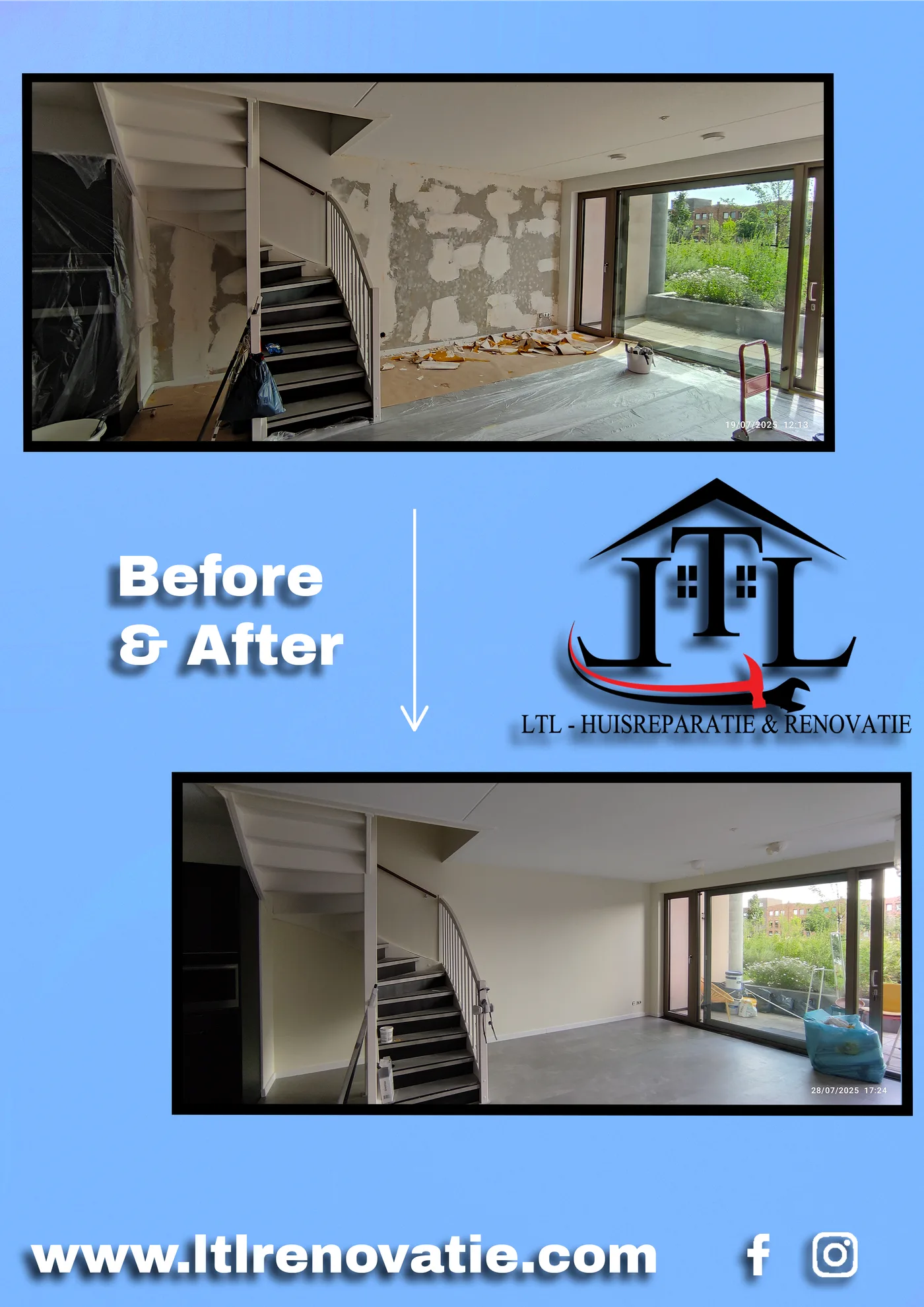 Voor en na 1 van 6, Complete interieurrenovatie in Utrecht door LTL Huisreparatie & Renovatie