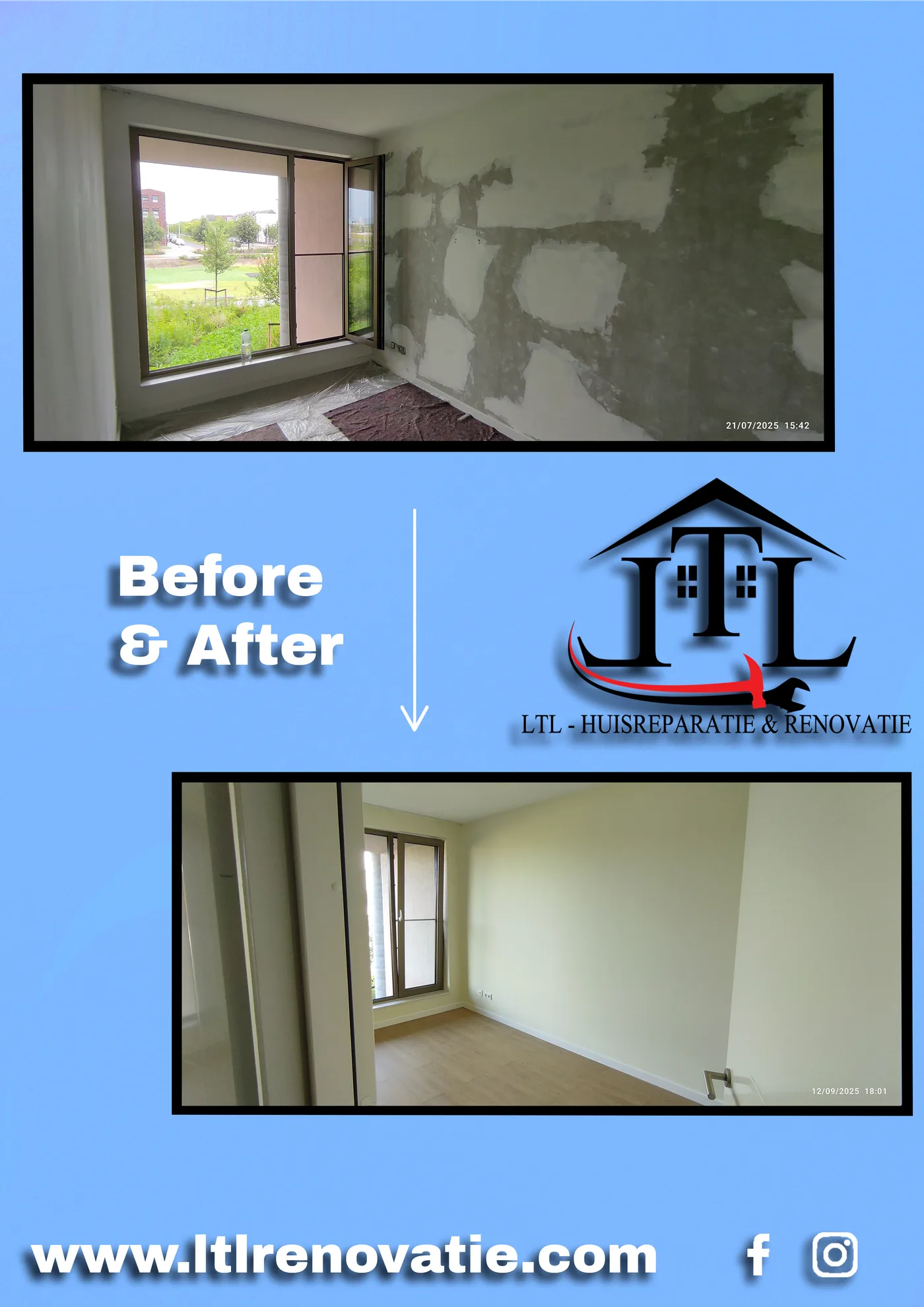 Voor en na 4 van 6, Complete interieurrenovatie in Utrecht door LTL Huisreparatie & Renovatie