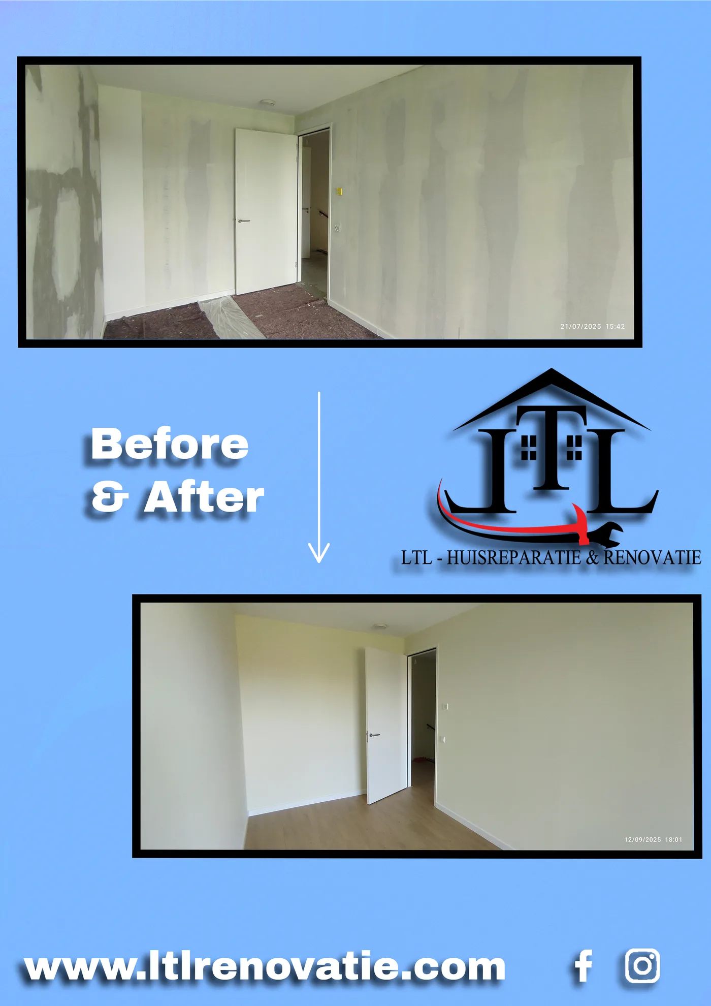 Voor en na 6 van 6, Complete interieurrenovatie in Utrecht door LTL Huisreparatie & Renovatie