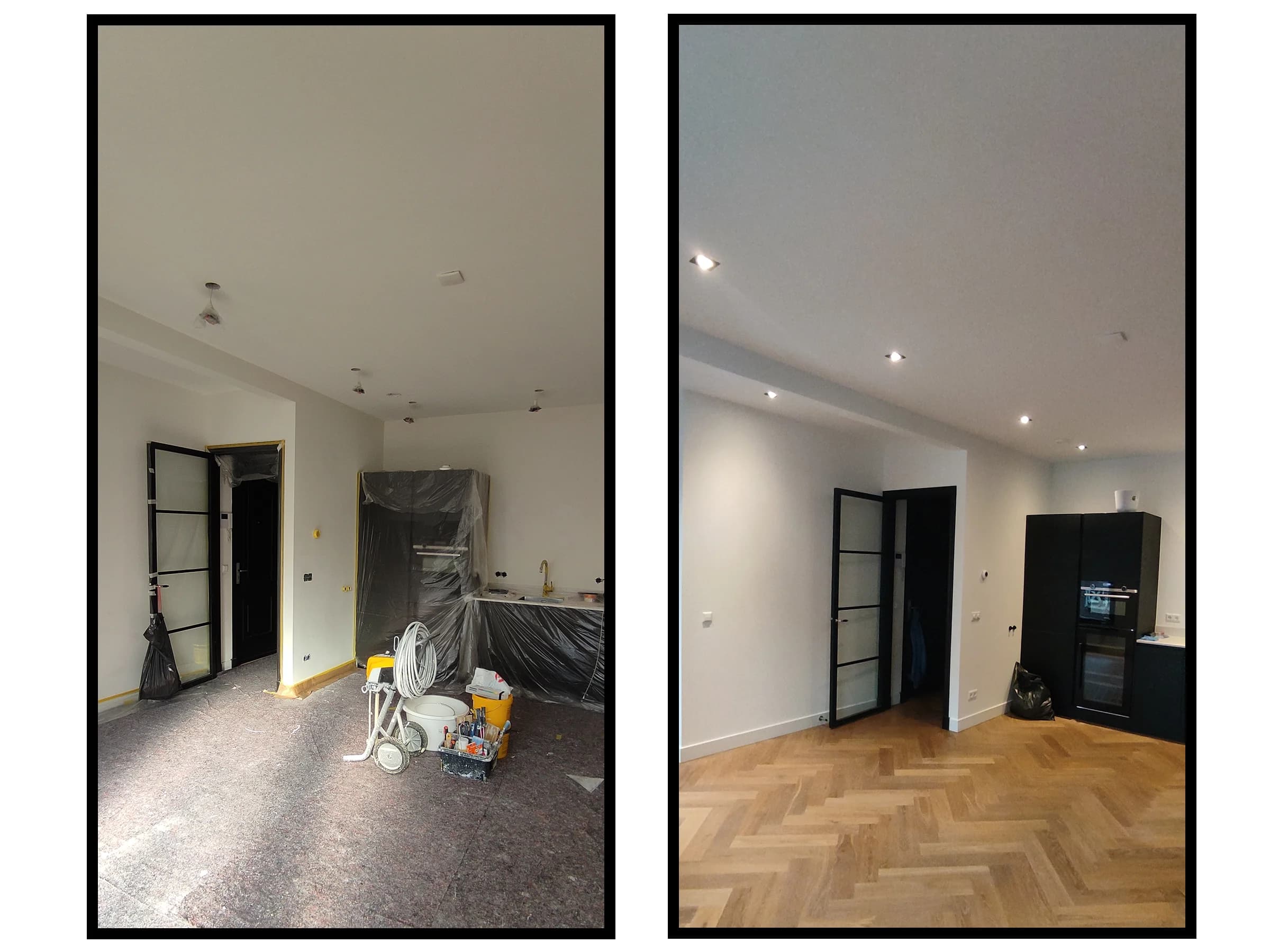 Airless spray painting in Amsterdam, renovation before and after by LTL Huisreparatie & Renovatie